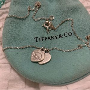 Sterling Silver Mini Return to Tiffany Double Heart Tag Pendant Necklace